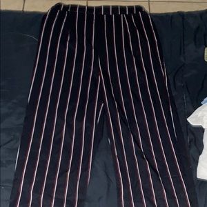 black pinstriped pants